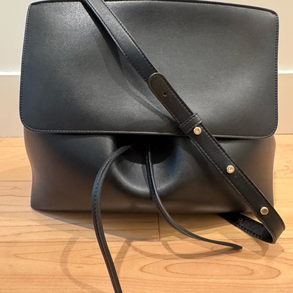 Mansur Gavriel Black Leather Shoulder Bag with Adjustable Strap